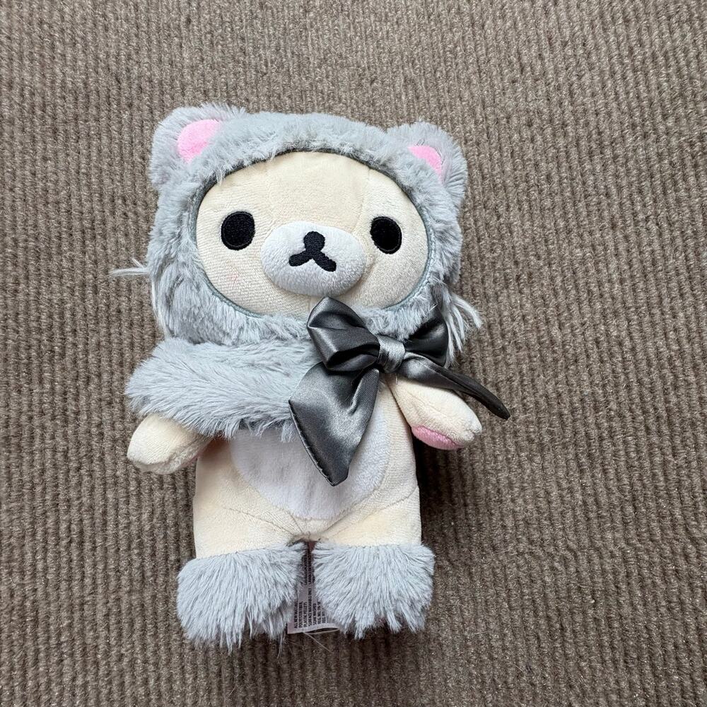 Small Grey Cat Korilakkuma Plush 8" - Neko Rilakkuma San-X Originals